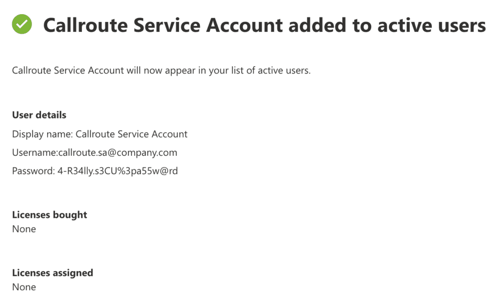 Callroute service added screenshot