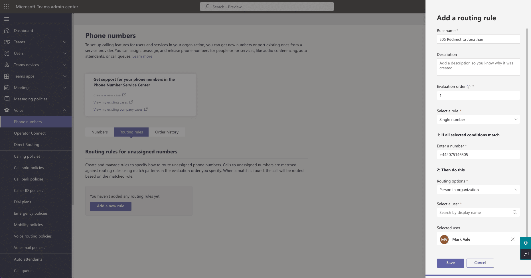 Unassigned Numbers in Microsoft Teams