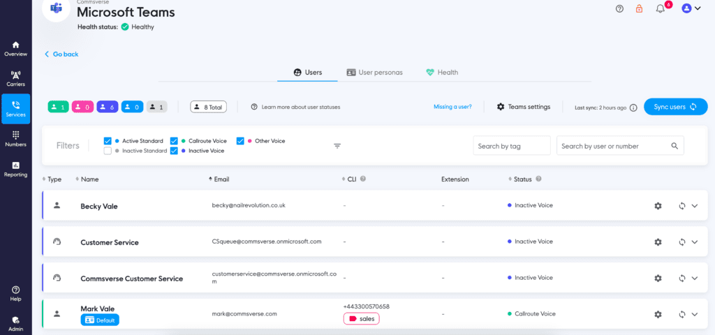 Managing user phone numbers in Microsoft Teams