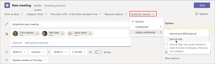 Sensitivity labels for Microsoft Teams meetings available with Teams Premium