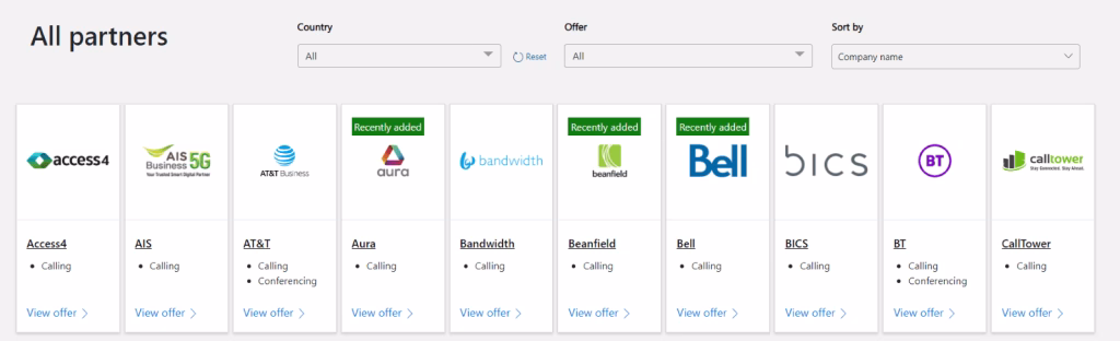Microsoft Operator Connect partners Microsoft Operator Connect partners