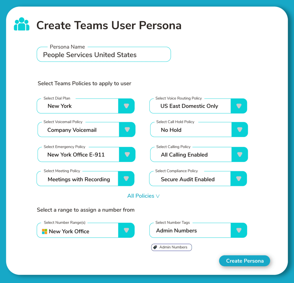 Create persona templates for Microsoft Teams user groups