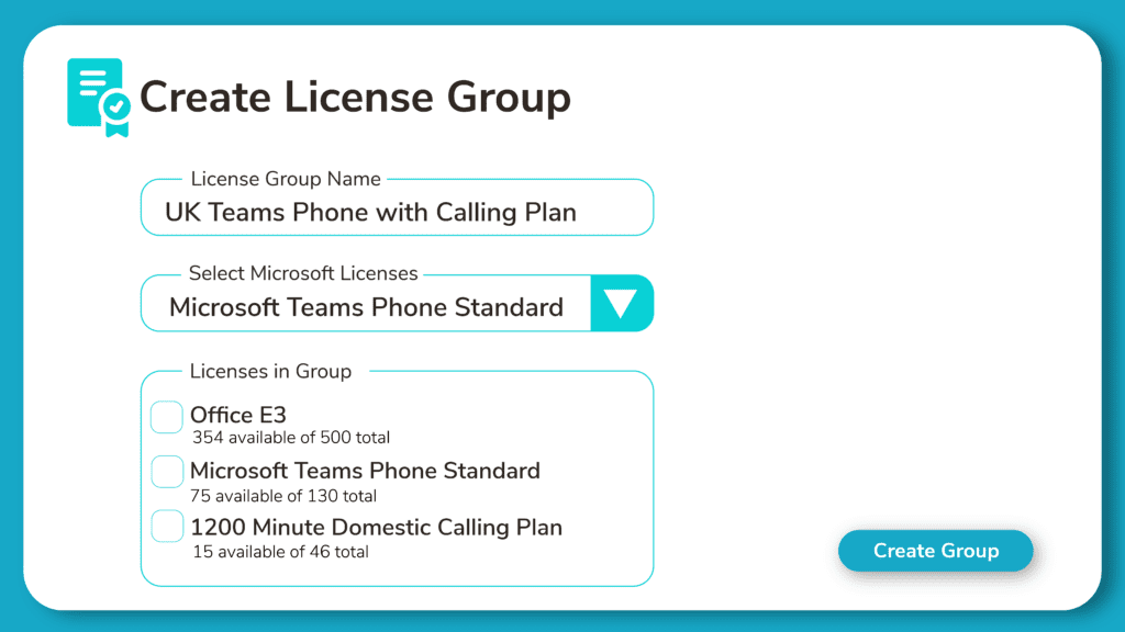 Creating a license group to be used with Microsoft Teams Phone