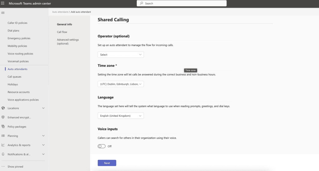 Creating a Microsoft Teams shared calling auto attendant