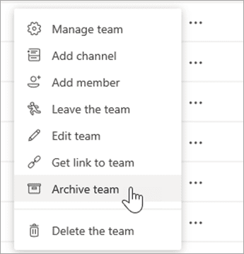 Archiving teams in Microsoft Teams 