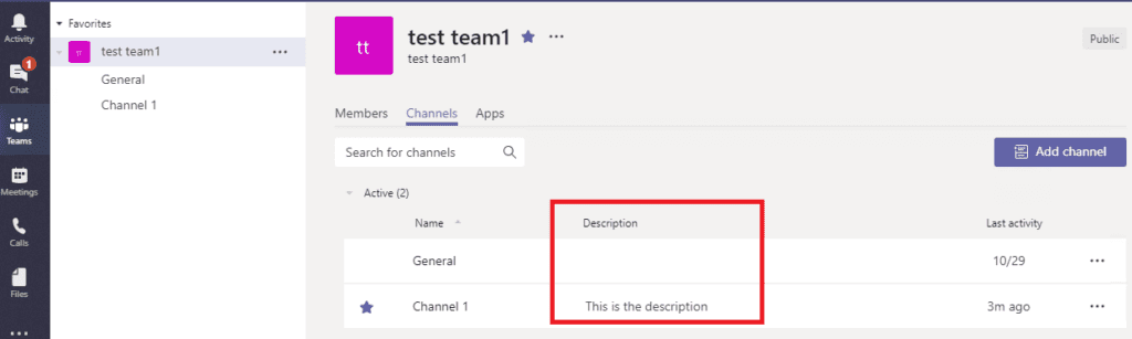 Standardizing channel descriptions is a Microsoft Teams management best practice