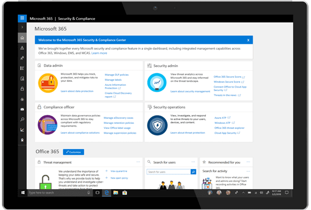 Security and Compliance Center for Microsoft 365