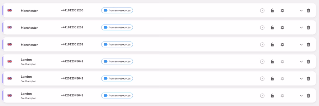 List of numbers by county representing that users should assign tags to each one.
