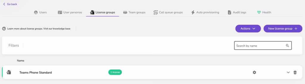Creating license groupw for managing users.