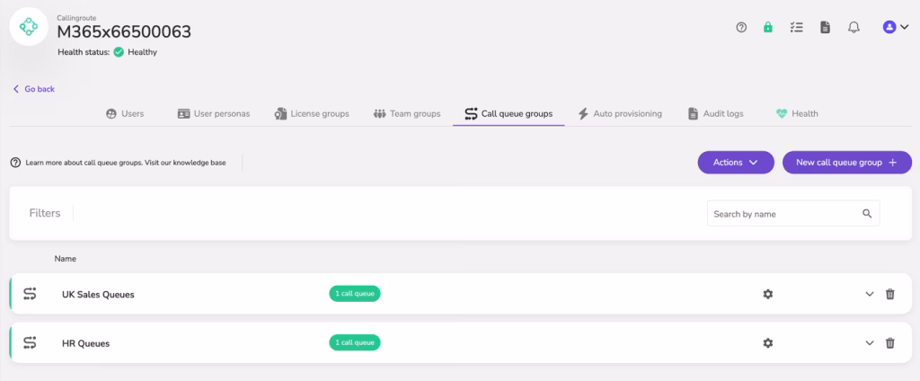 Adding a queue group to a department.