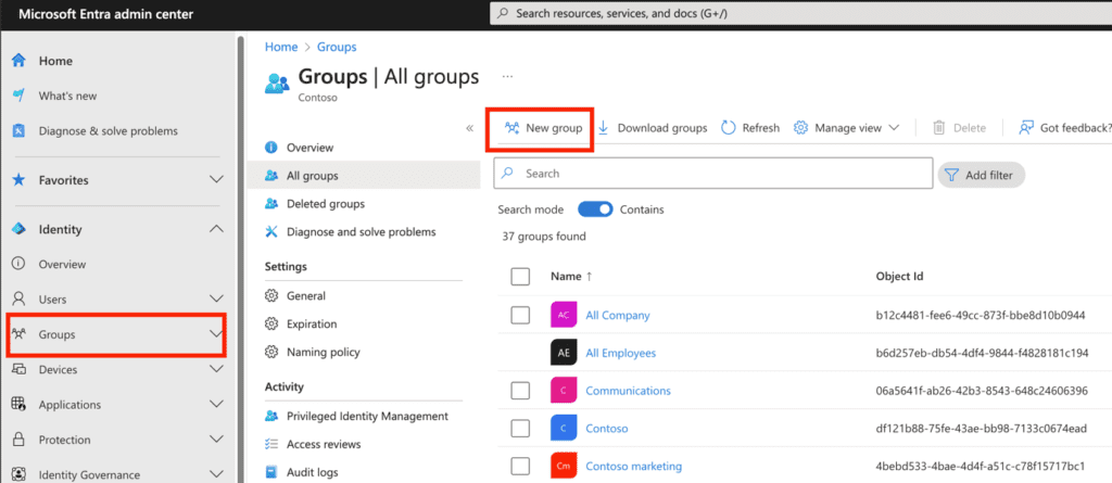 Creating security groups for Teams Provisioning Creating security groups for Teams Provisioning
