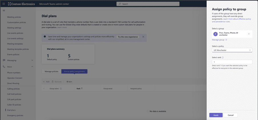 Assigning a policy to a group in the Teams Admin Center Assigning a policy to a group in the Teams Admin Center