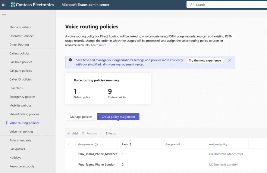 Voice routing policies in the Teams Admin Center Voice routing policies in the Teams Admin Center