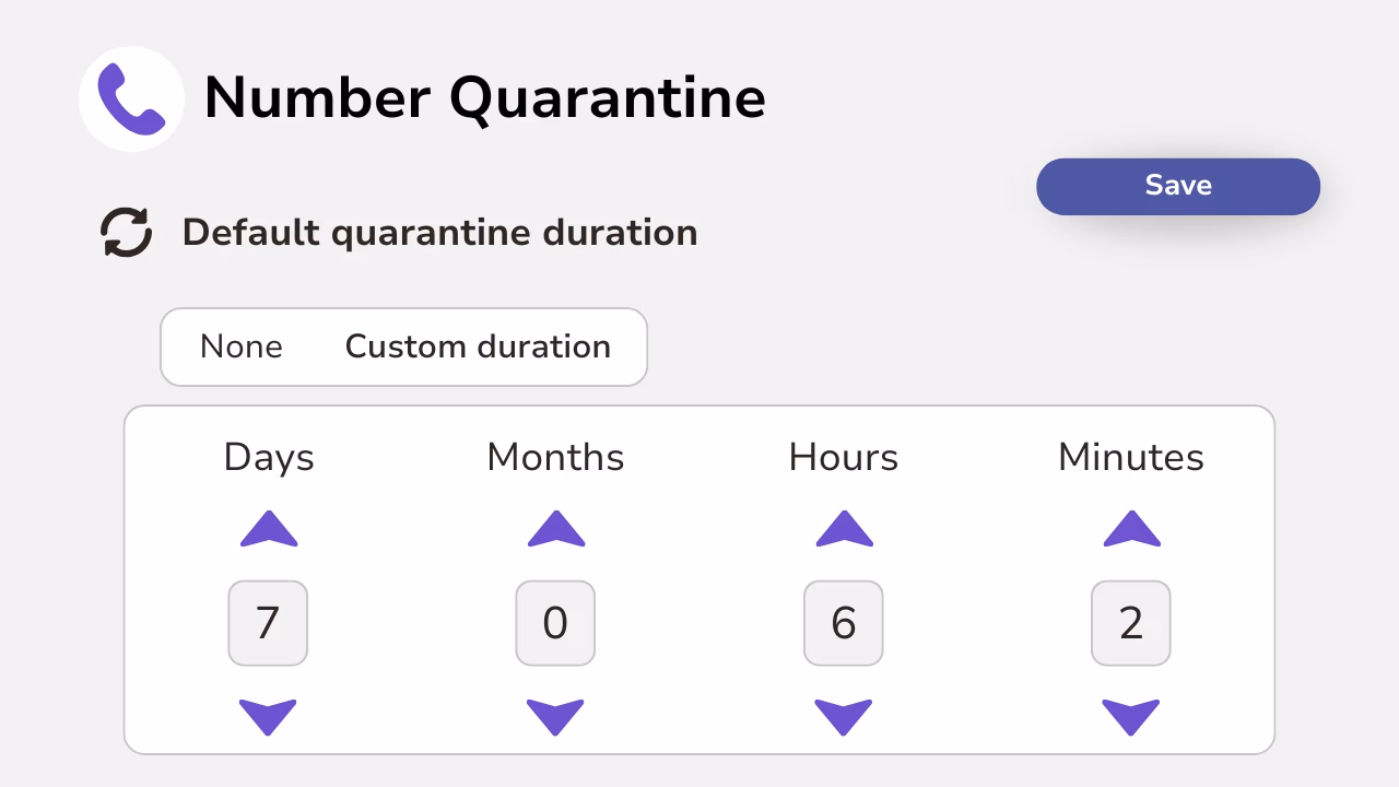 Diagram showing how to quarantine numbers for a set duration.