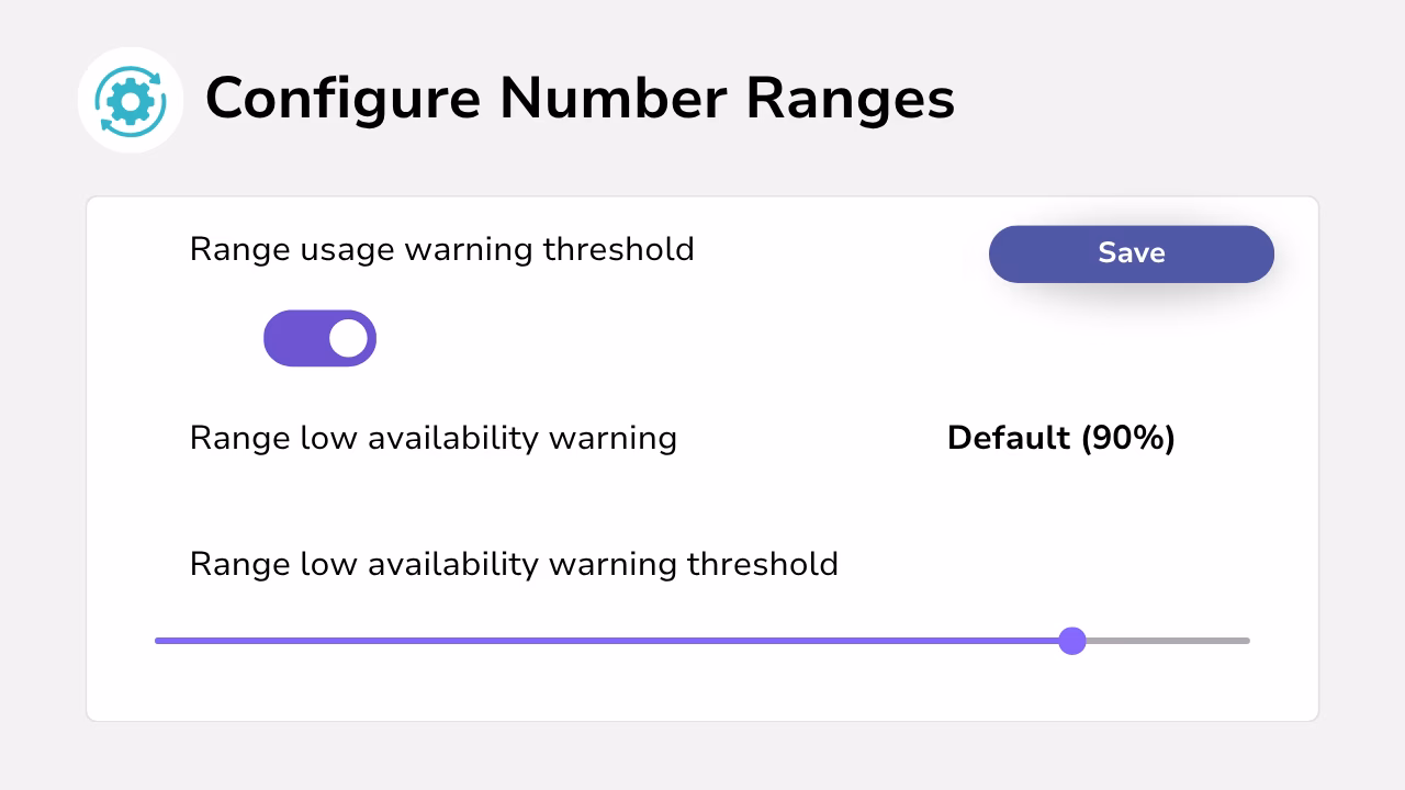 Diagram showing the configuration of number ranges to monitor capacity.