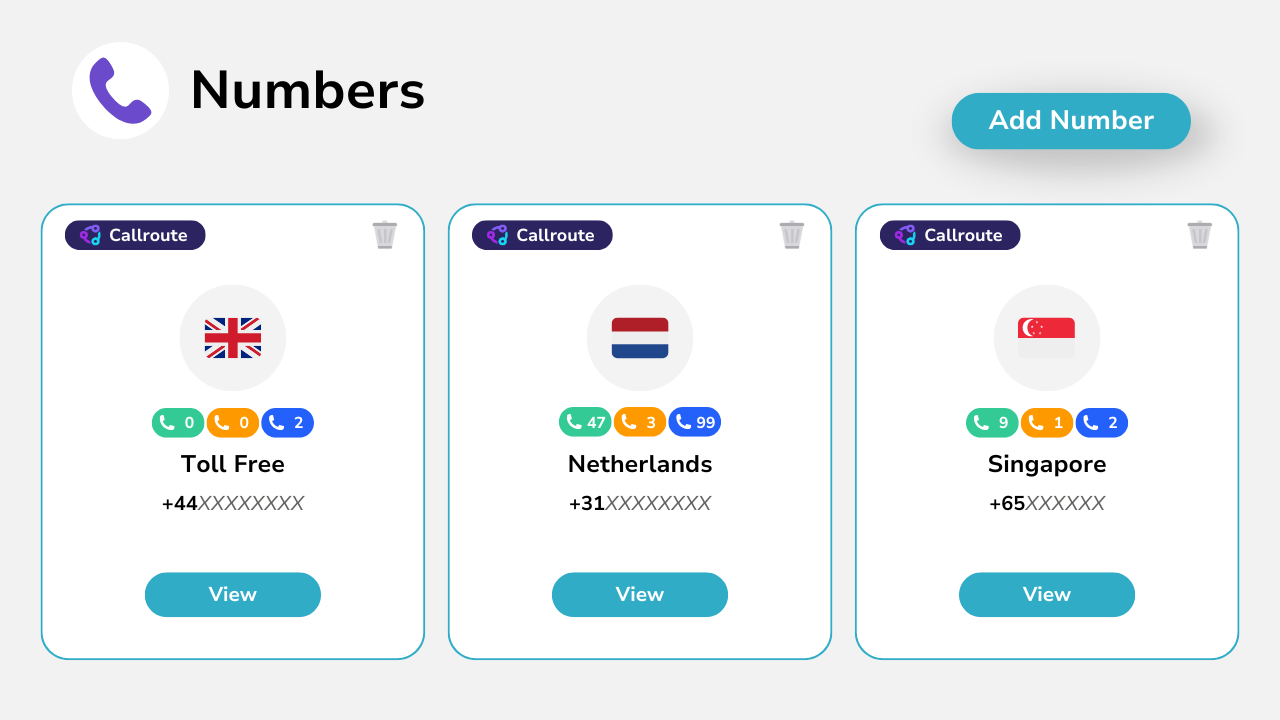 Our Portal – How using Callroute as your carrier works (1) Diagram showing that you can add and manage your numbers.