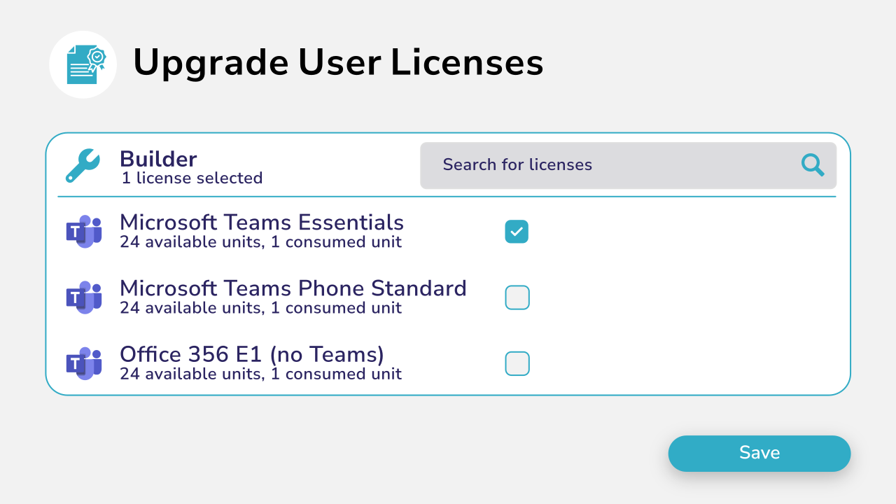 upgrade-user-licenses Diagram showing the builder for upgrading user licenses.