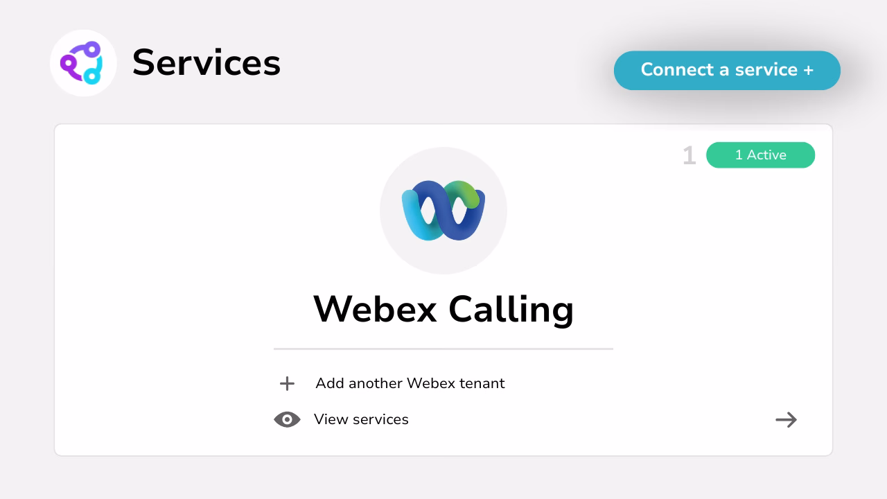 Diagram showing an active connetion to the Webex Calling service.