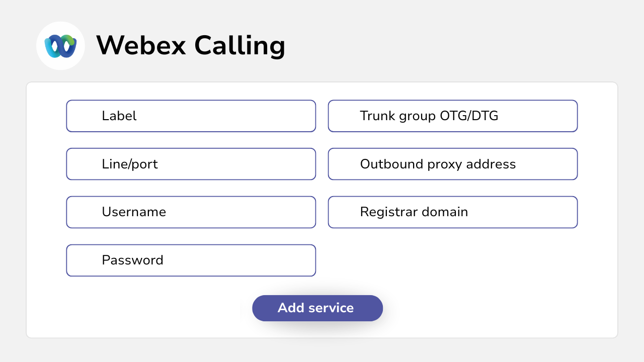 webex-calling Diagram showing Webex calling integration options.