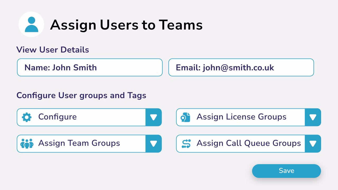 assign-users-to-teams Diagram showing user assignment to Teams groups.